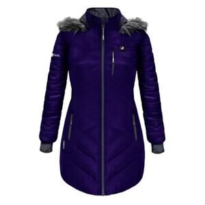 NWT ActionHeat 5V Heated Long Puffer Jacket with Hood for Ladies - Indigo - XS
